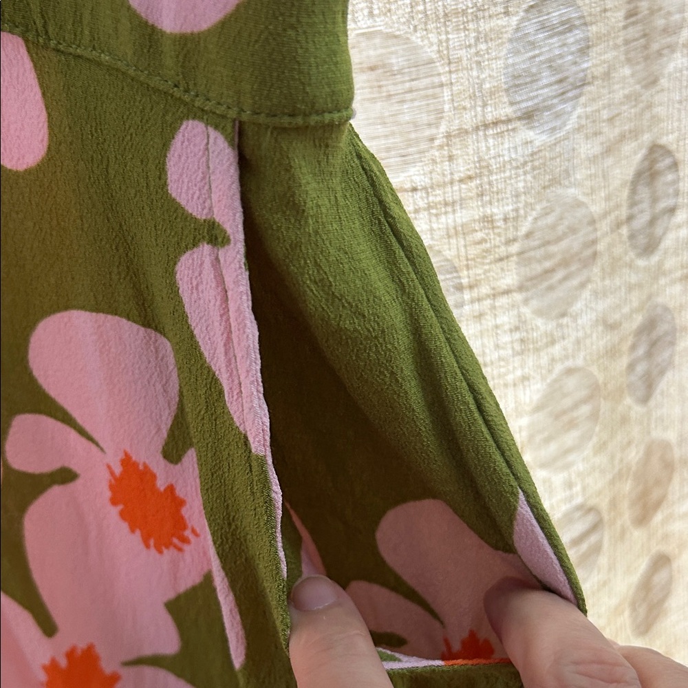 Zinnia Print or Floral Green and Pink Romper - Picture 4 of 5